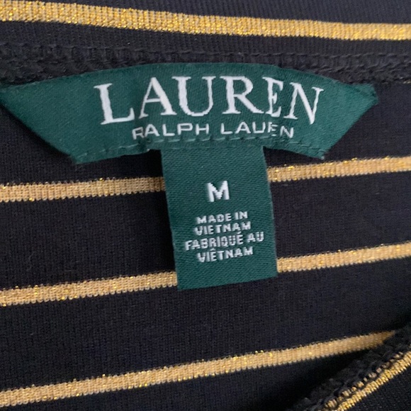 🖤Lauren Ralph Lauren Boat Neck Top Black w/ Gold Sparkling Stripes Cotton NEW🖤 - Picture 6 of 12